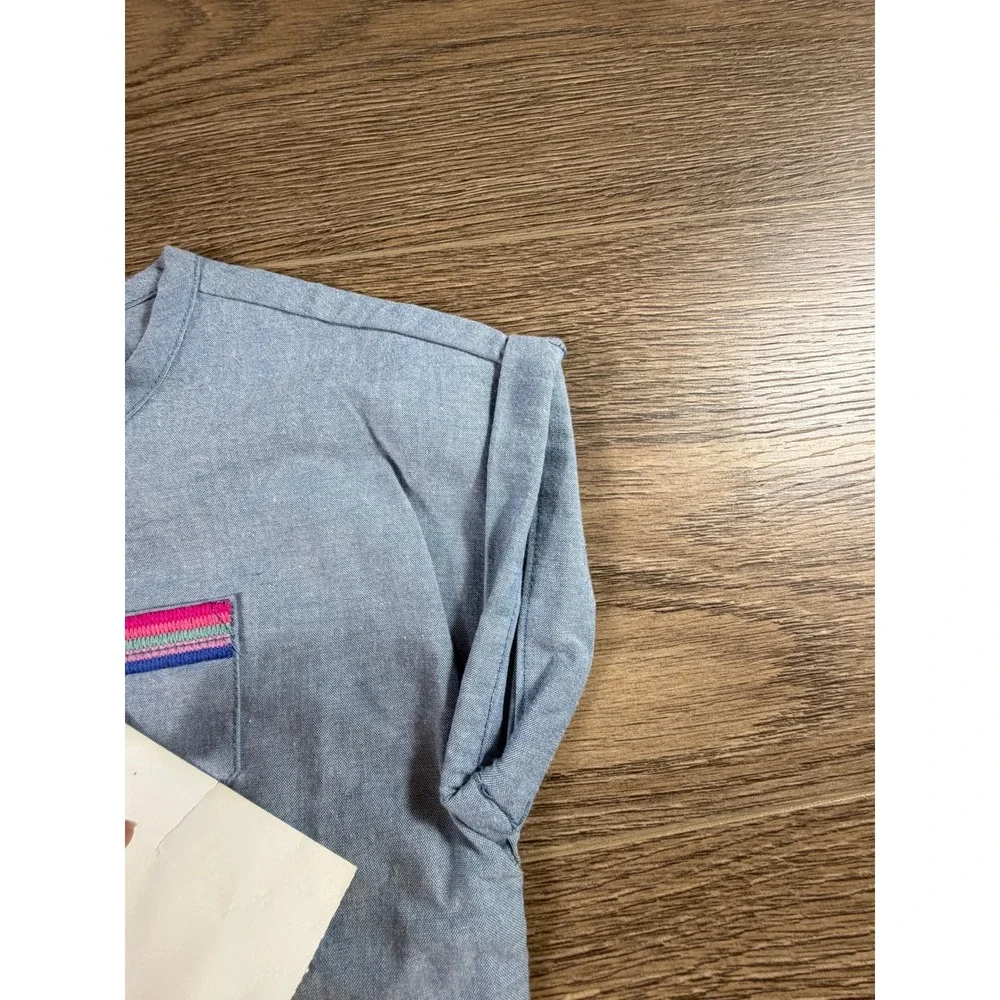 Gymboree Girls Blue Chambray Shift Dress Short Sleeve Pocket Size 5 NEW